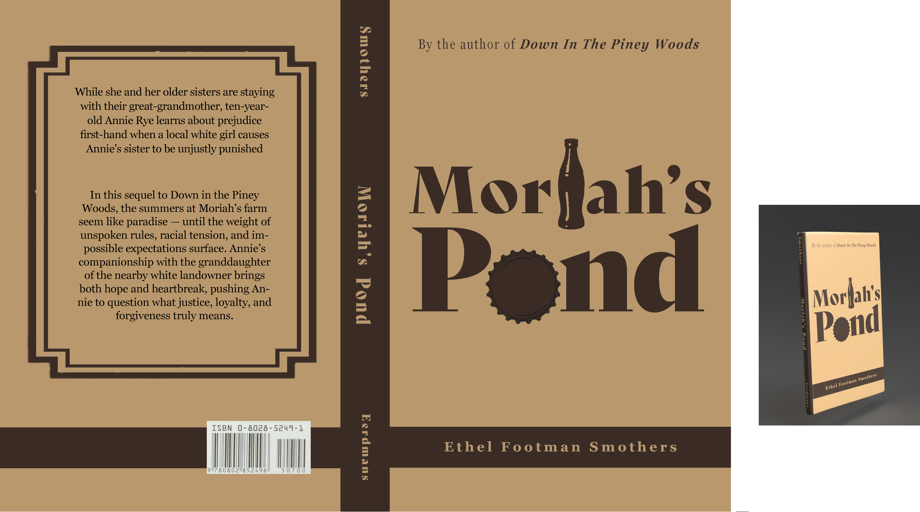 Book cover of 'Moriah's Pond' by Ethel Footman Smothers with a brown background and black text.